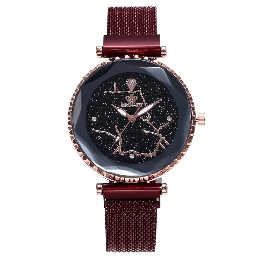 Luxe Eenvoudige Sterrenhemel Quartz Horloge Kristal Dame Jurk Mode Vrouwen Horloge: