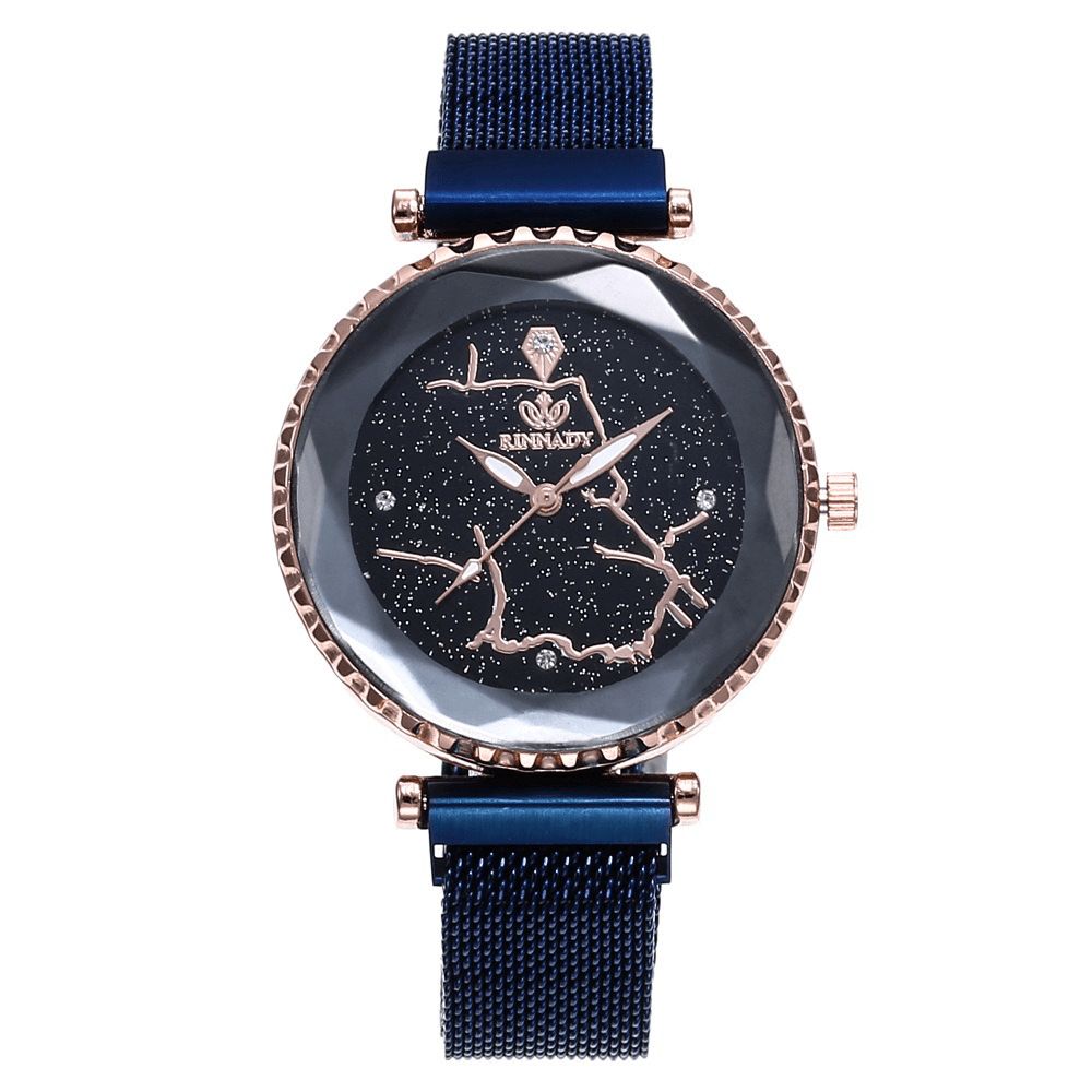 Luxe Eenvoudige Sterrenhemel Quartz Horloge Kristal Dame Jurk Mode Vrouwen Horloge: