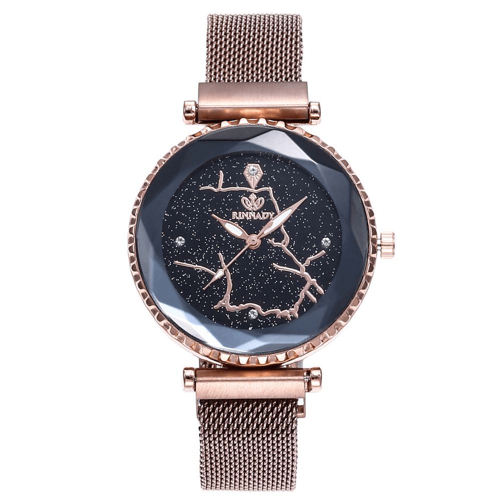 Luxe Eenvoudige Sterrenhemel Quartz Horloge Kristal Dame Jurk Mode Vrouwen Horloge: