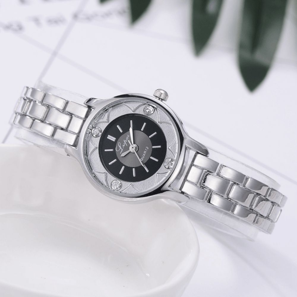 Lvpai Fd1245 Bloemenprint Wijzerplaat Dames Armband Horloge Legering Diamant Quartz Horloge