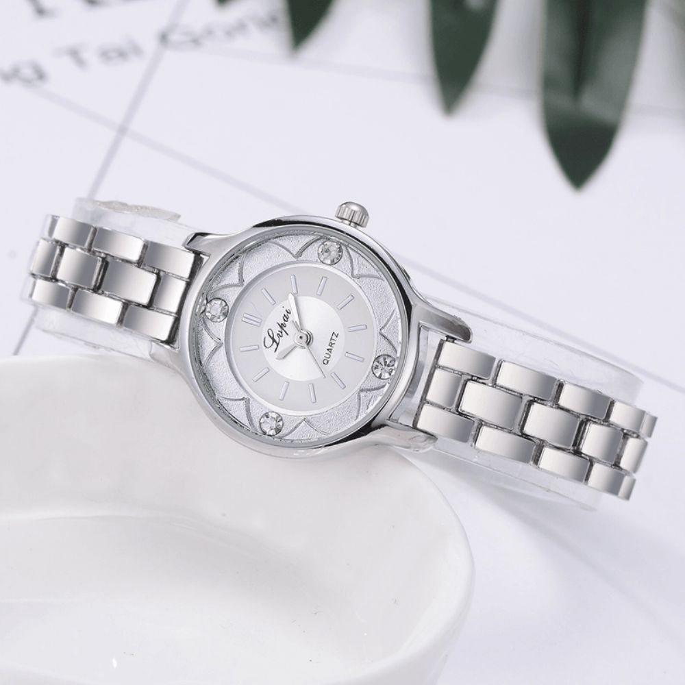 Lvpai Fd1245 Bloemenprint Wijzerplaat Dames Armband Horloge Legering Diamant Quartz Horloge