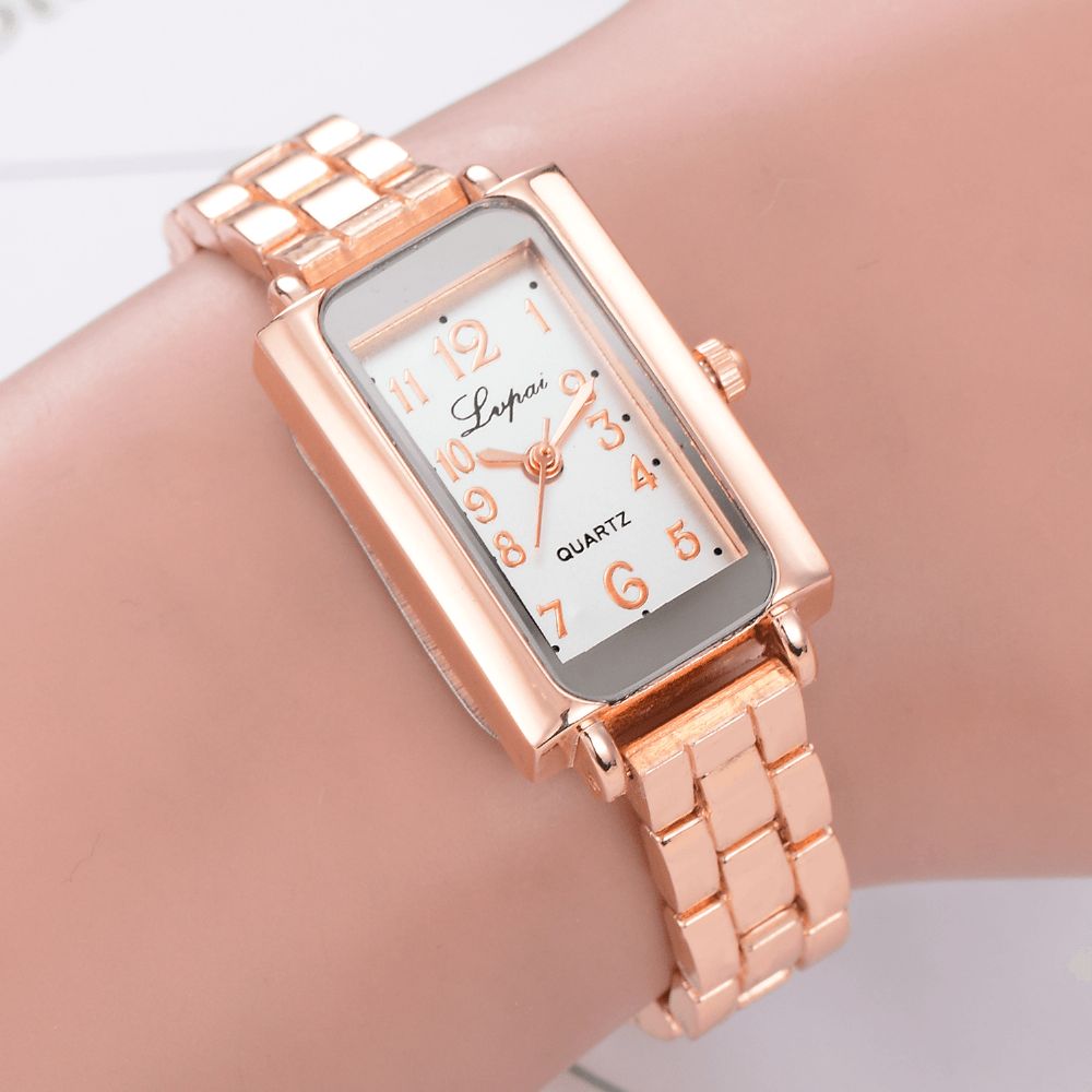 Lvpai G1P288 Elegant Design Dames Armband Horloge Rechthoek Volledig Stalen Quartz Horloge