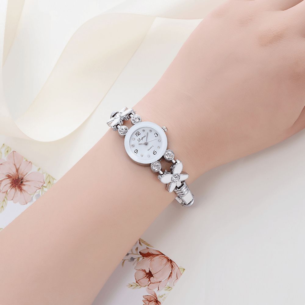 Lvpai Lp171 Bloem Jurk Dames Armband Horloge Kristal Diamant Kleine Wijzerplaat Quartz Horloge