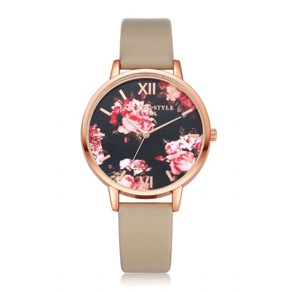 Lvpai P086 Flower Display Elegant Design Dames Polshorloge Pu Lederen Band Quartz Horloge