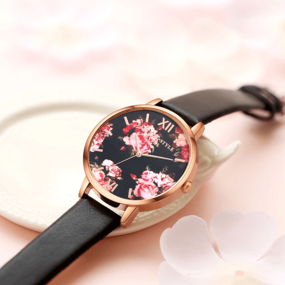 Lvpai P086 Flower Display Elegant Design Dames Polshorloge Pu Lederen Band Quartz Horloge