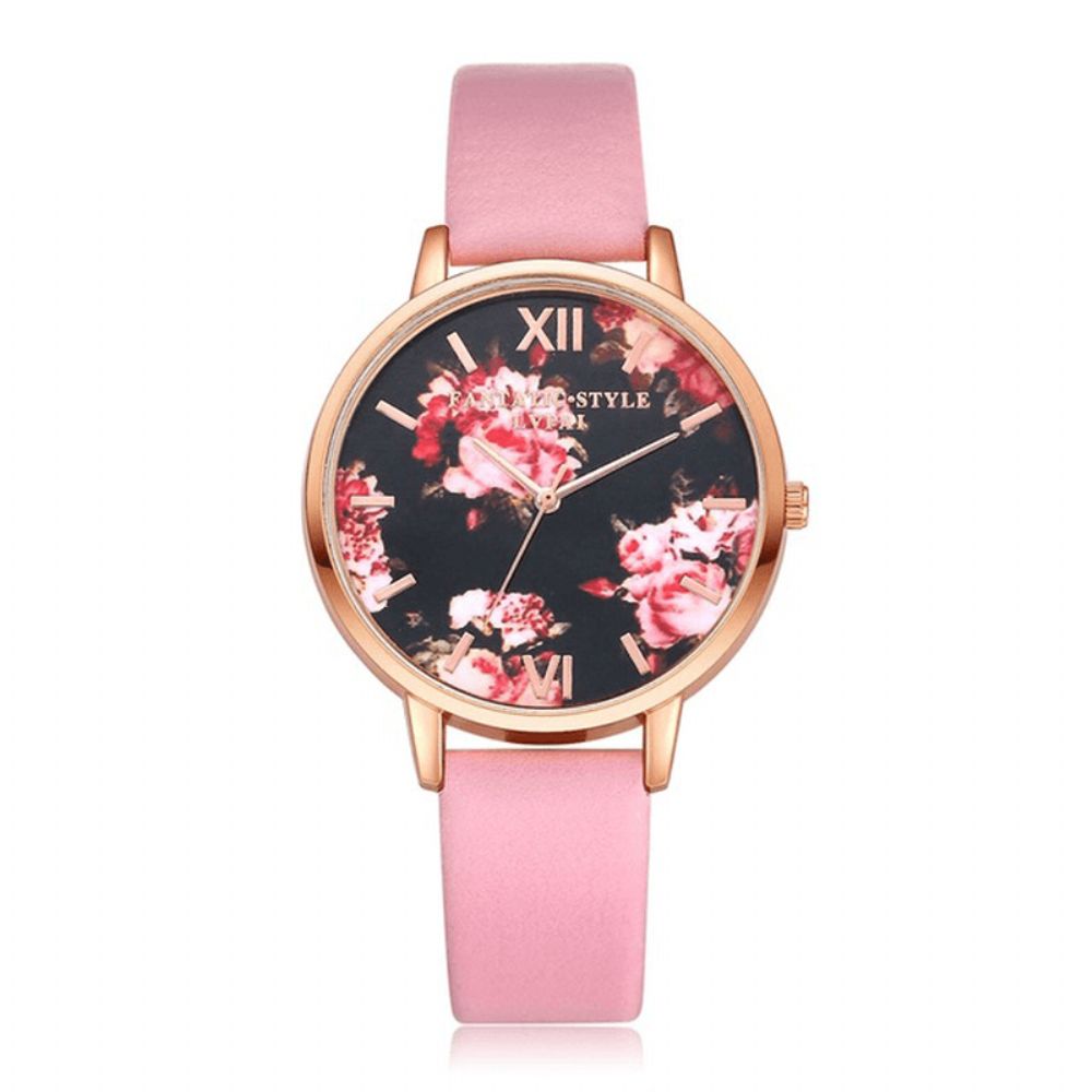 Lvpai P086 Flower Display Elegant Design Dames Polshorloge Pu Lederen Band Quartz Horloge