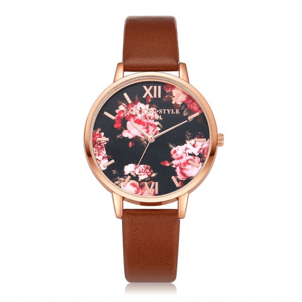 Lvpai P086 Flower Display Elegant Design Dames Polshorloge Pu Lederen Band Quartz Horloge