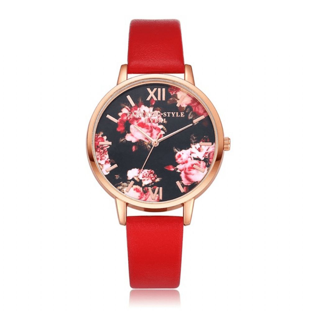 Lvpai P086 Flower Display Elegant Design Dames Polshorloge Pu Lederen Band Quartz Horloge