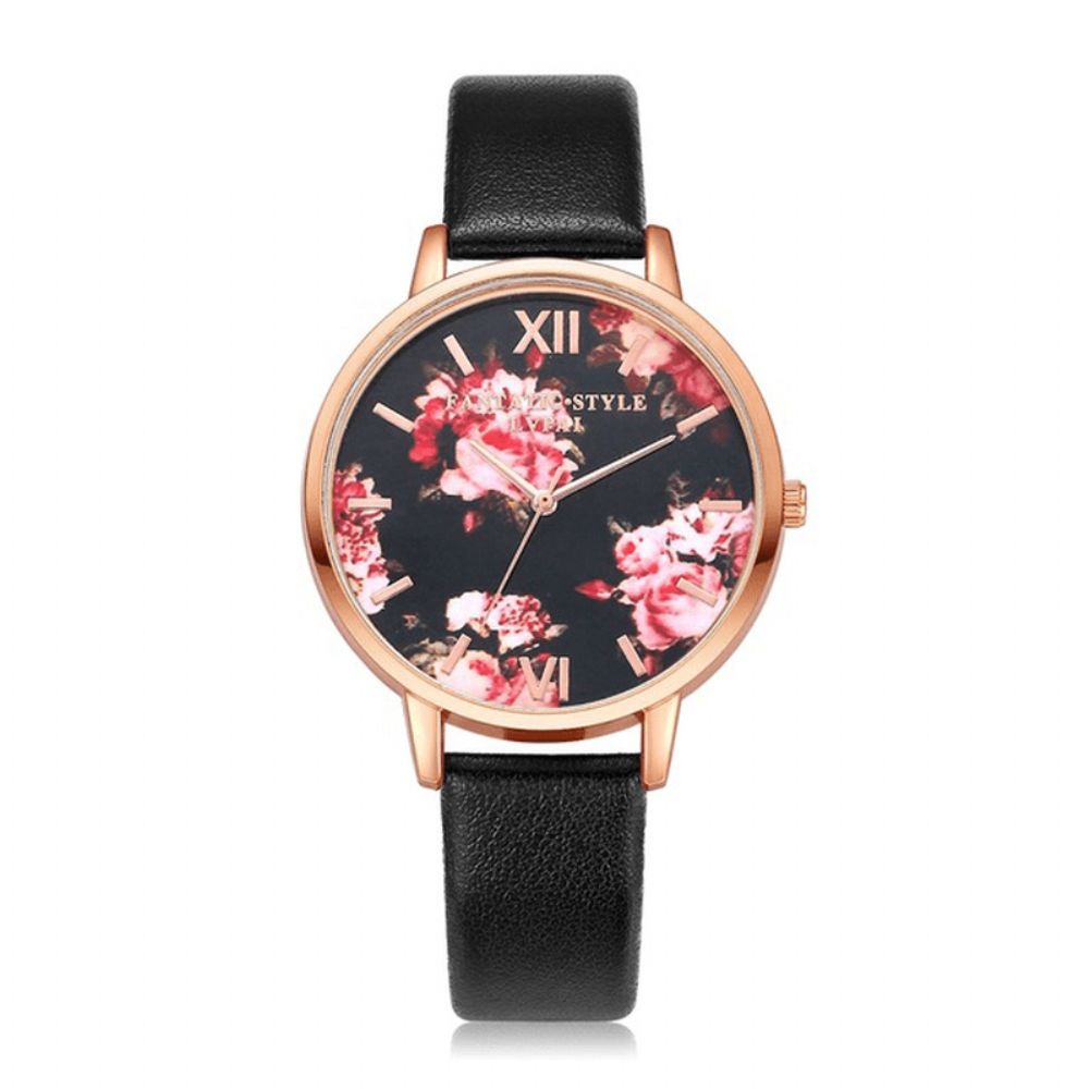 Lvpai P086 Flower Display Elegant Design Dames Polshorloge Pu Lederen Band Quartz Horloge