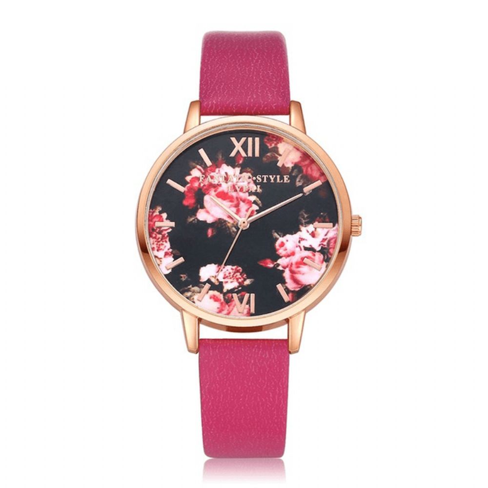 Lvpai P086 Flower Display Elegant Design Dames Polshorloge Pu Lederen Band Quartz Horloge