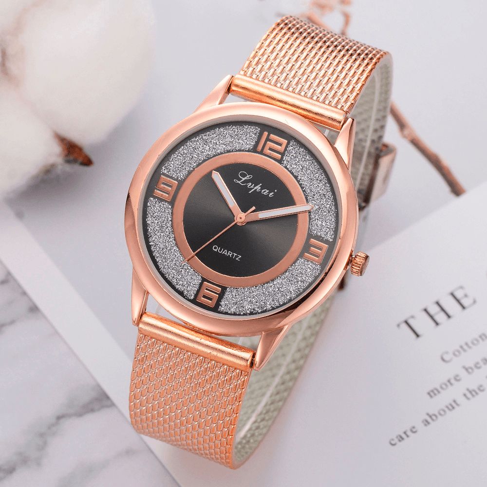 Lvpai P732 Rose Gold Elegant Design Dames Polshorloge Modieus Analoog Quartz Horloge