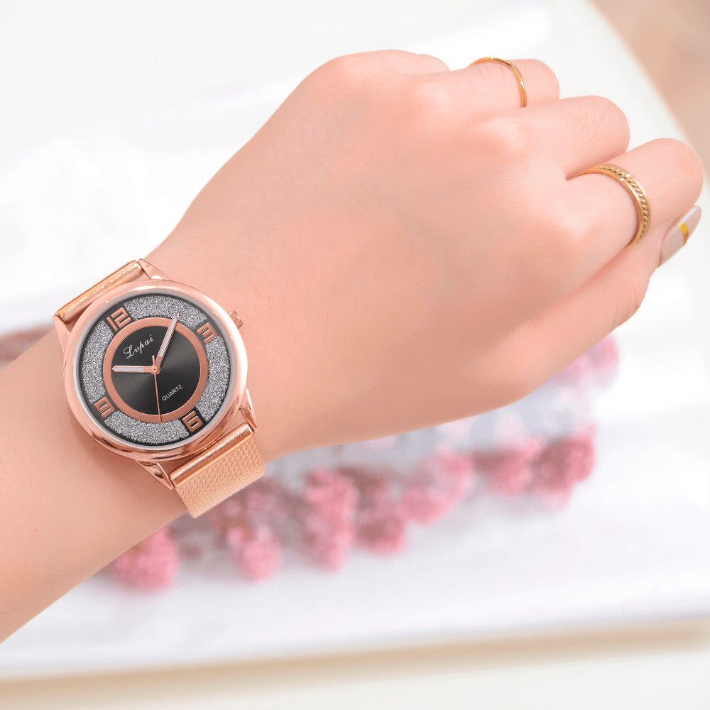 Lvpai P732 Rose Gold Elegant Design Dames Polshorloge Modieus Analoog Quartz Horloge