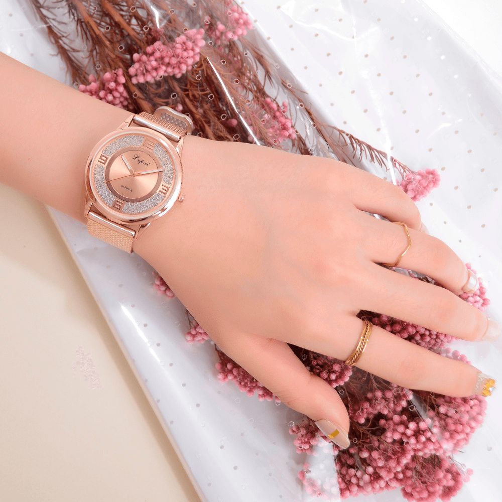 Lvpai P732 Rose Gold Elegant Design Dames Polshorloge Modieus Analoog Quartz Horloge