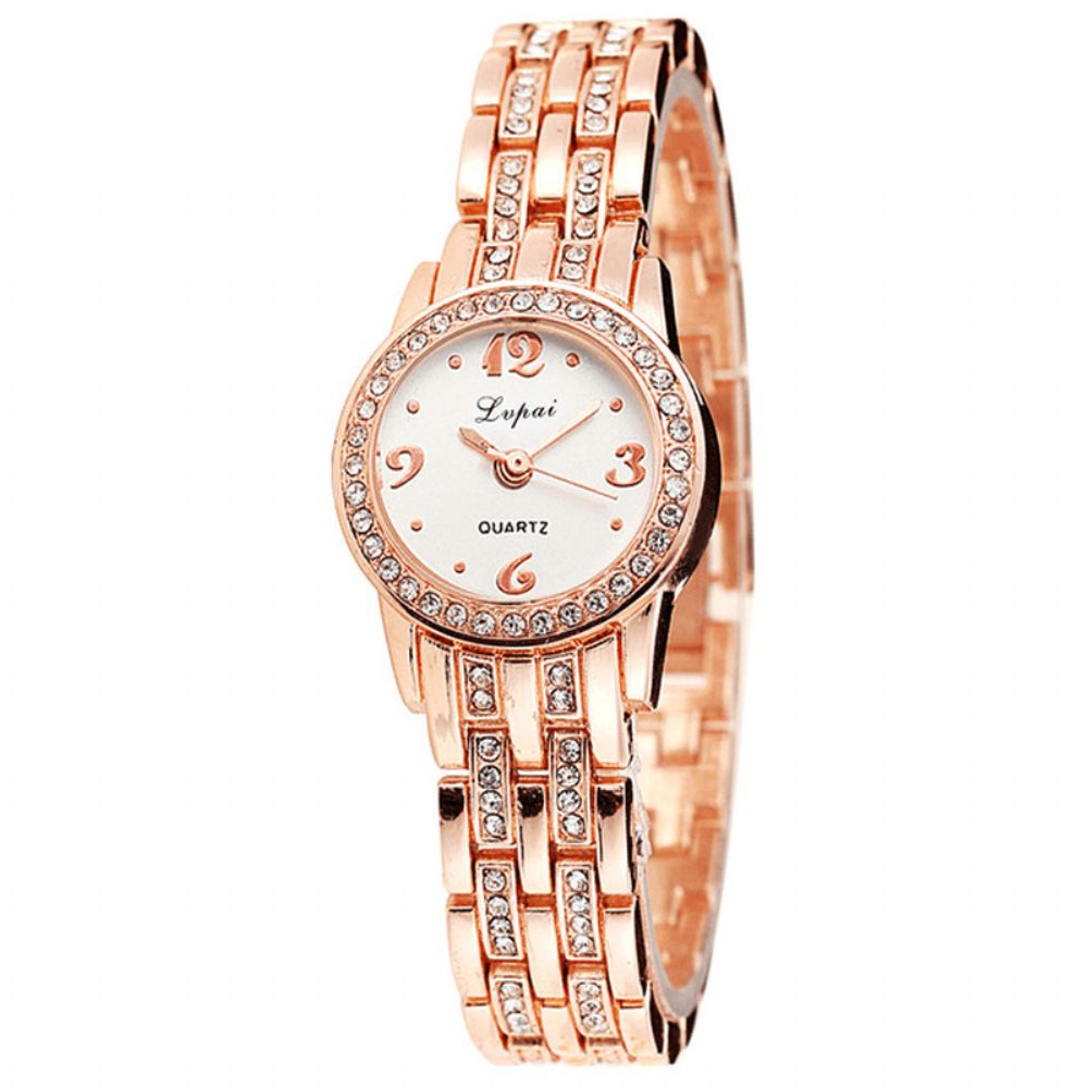 Lvpai Xr1671-1 Diamond Dress Dames Polshorloge Volledig Staal Elegant Design Quartz Horloge