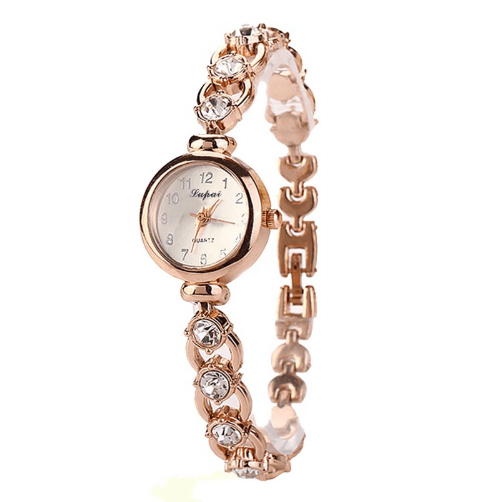 Lvpai Xr720 Gouden Damespolshorloge Crystal Shining Quartz Armbandhorloge