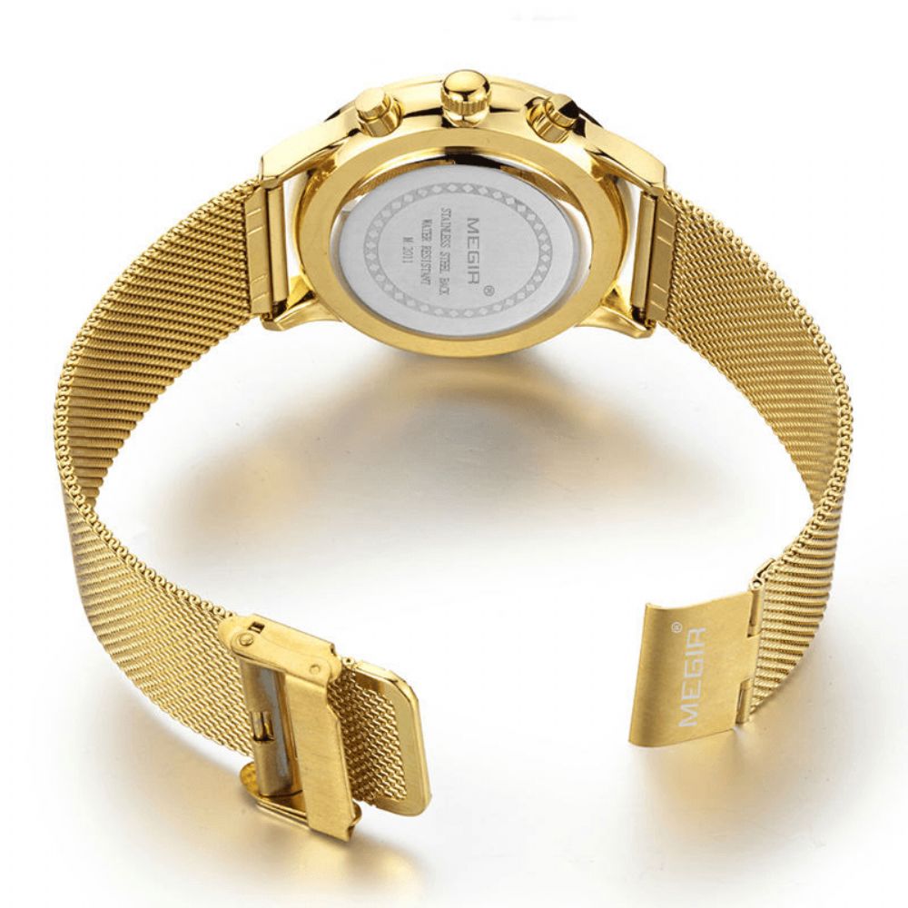 Megir 2011G Herenhorloge Luxe Ultraslank Zakelijk Roestvrij Stalen Band Quartz Polshorloge