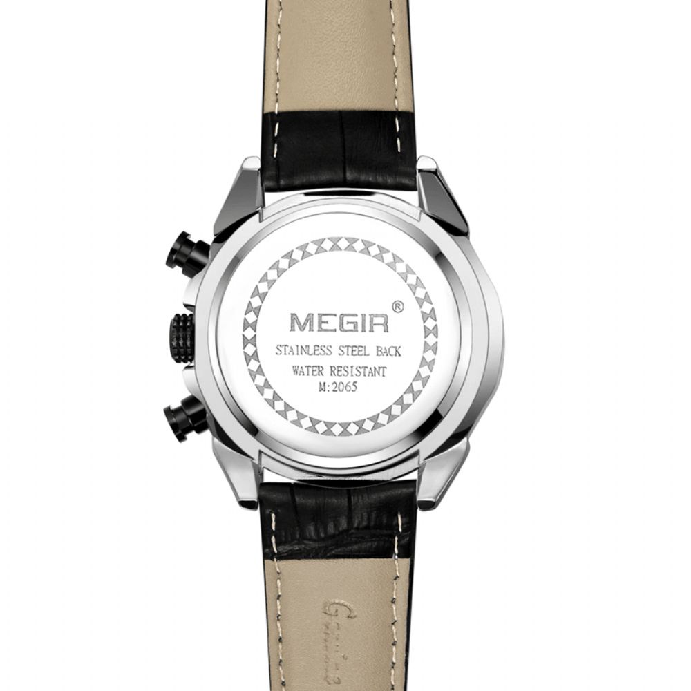 Megir 2065 Sporthorloges Creatief Chronograaf Quartz Lederen Band Herenhorloge