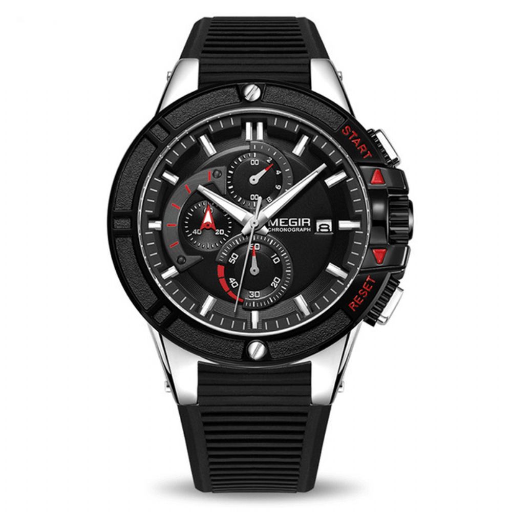 Megir 2095 Mode Herenhorloge Chronograaf Waterdicht Lichtgevend Sport Quartz Horloge