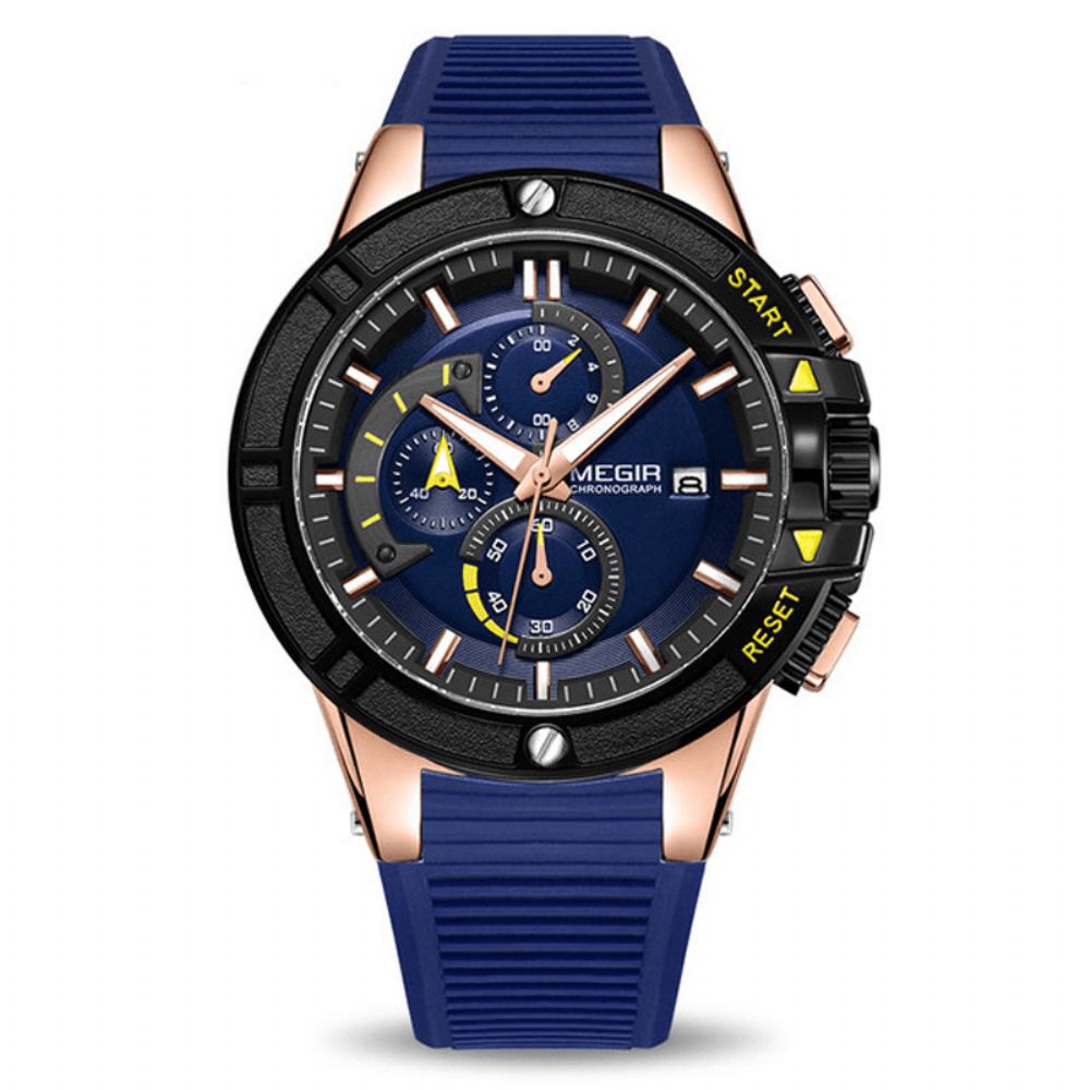 Megir 2095 Mode Herenhorloge Chronograaf Waterdicht Lichtgevend Sport Quartz Horloge