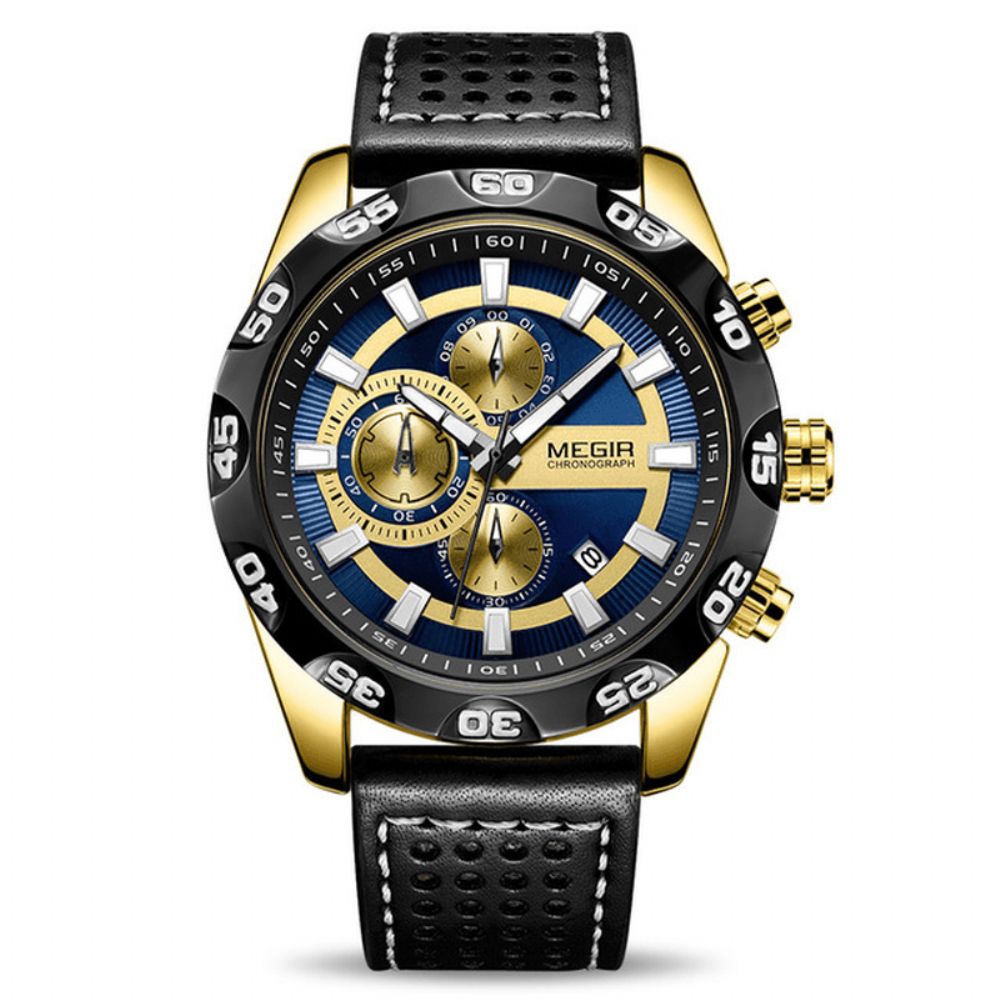 Megir 2096 Luxe Sportstijl Chronograaf Waterdicht Multifunctioneel Quartz Horloge Heren Polshorloge