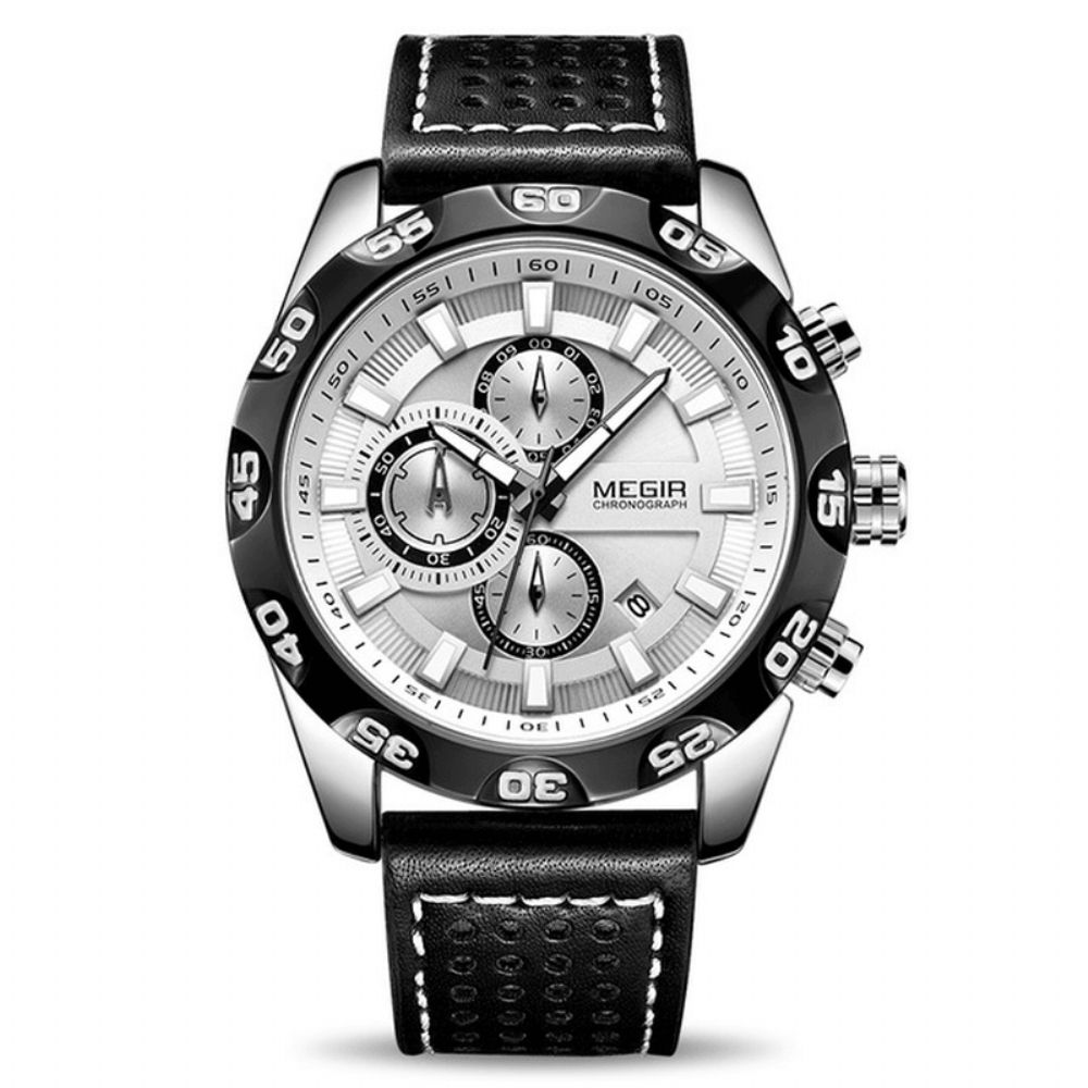 Megir 2096 Luxe Sportstijl Chronograaf Waterdicht Multifunctioneel Quartz Horloge Heren Polshorloge