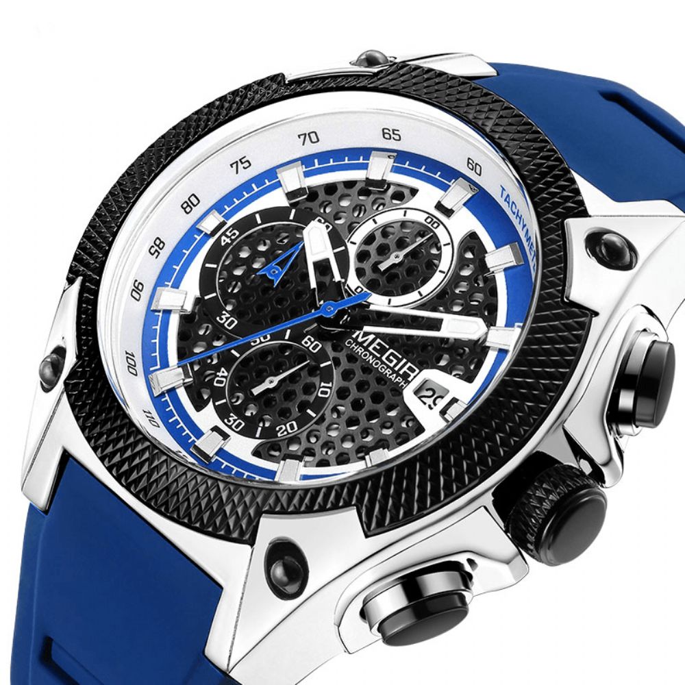 Megir 2127 Mode Herenhorloge Multifunctioneel Chronograaf Sport Quartz Horloge