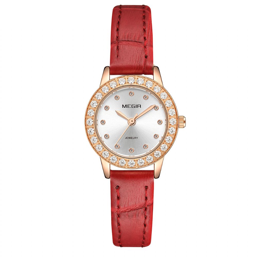 Megir 4205 Elegant Design Dames Polshorloge Echt Lederen Band Quartz Horloge