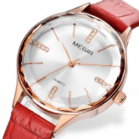 Megir 4213 Mode Dames Horloge Licht Luxe Lederen Band Vrouwelijk Quartz Horloge