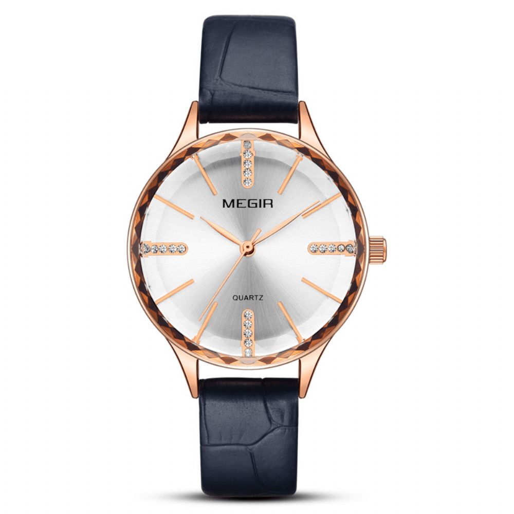 Megir 4213 Mode Dames Horloge Licht Luxe Lederen Band Vrouwelijk Quartz Horloge