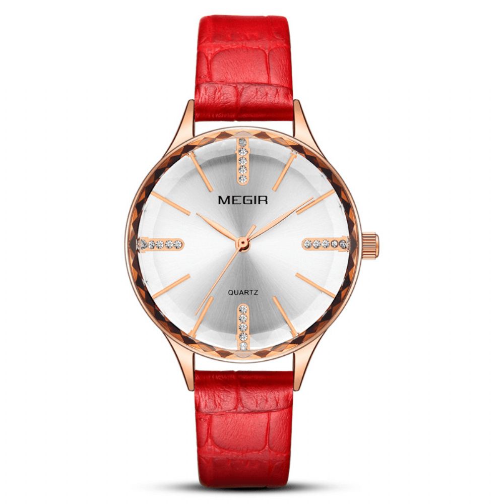 Megir 4213 Mode Dames Horloge Licht Luxe Lederen Band Vrouwelijk Quartz Horloge