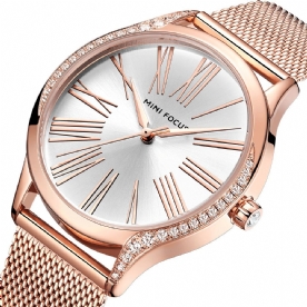 Mini Focus 0259L Casual Stijl Kristal Dames Polshorloge Roestvrij Stalen Band Quartz Horloge