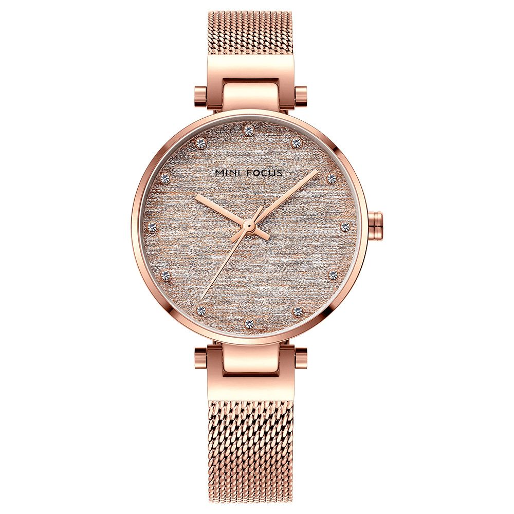 Mini Focus 0328L Mode Dames Horloge Licht Luxe 3Atm Waterdicht Roestvrij Stalen Band Quartz Horloge