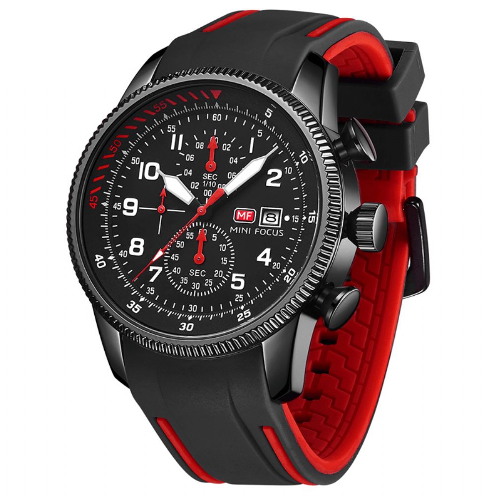 Mini Focus 0379G Sport Herenhorloge Lichtgevende Datumweergave Chronograaf Multifunctioneel Waterdicht Mode Quartz Horloge