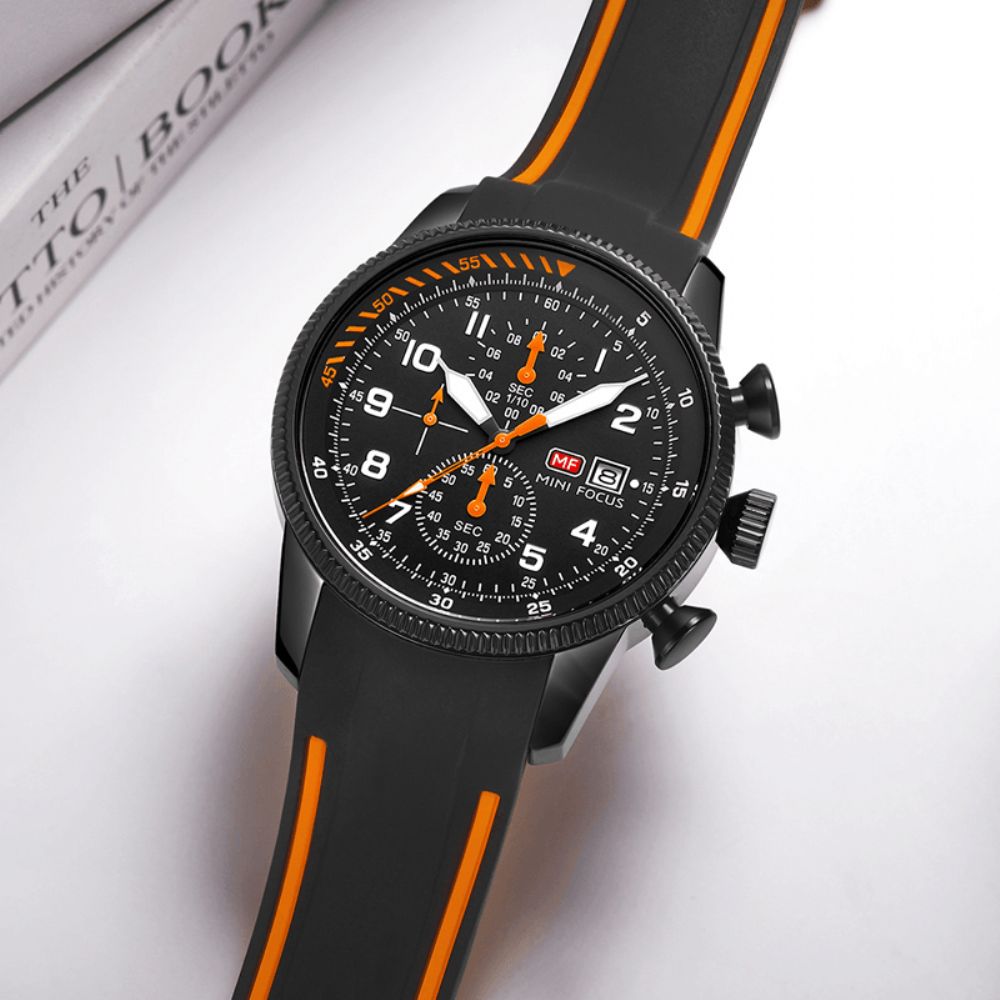 Mini Focus 0379G Sport Herenhorloge Lichtgevende Datumweergave Chronograaf Multifunctioneel Waterdicht Mode Quartz Horloge