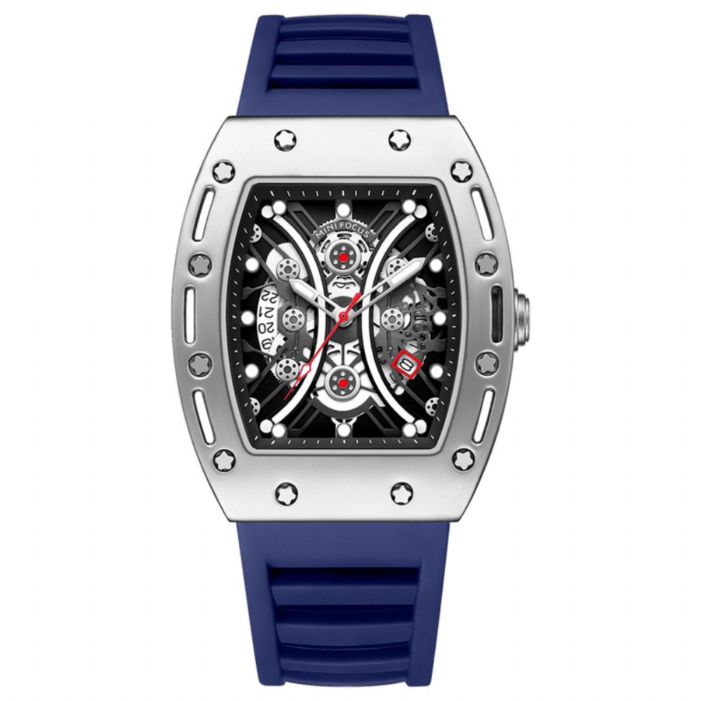 Mini Focus 0420G Casual Sport 3D Uitgeholde Lichtgevende Wijzerplaat 3Atm Waterdicht Heren Polshorloge Quartz Horloge