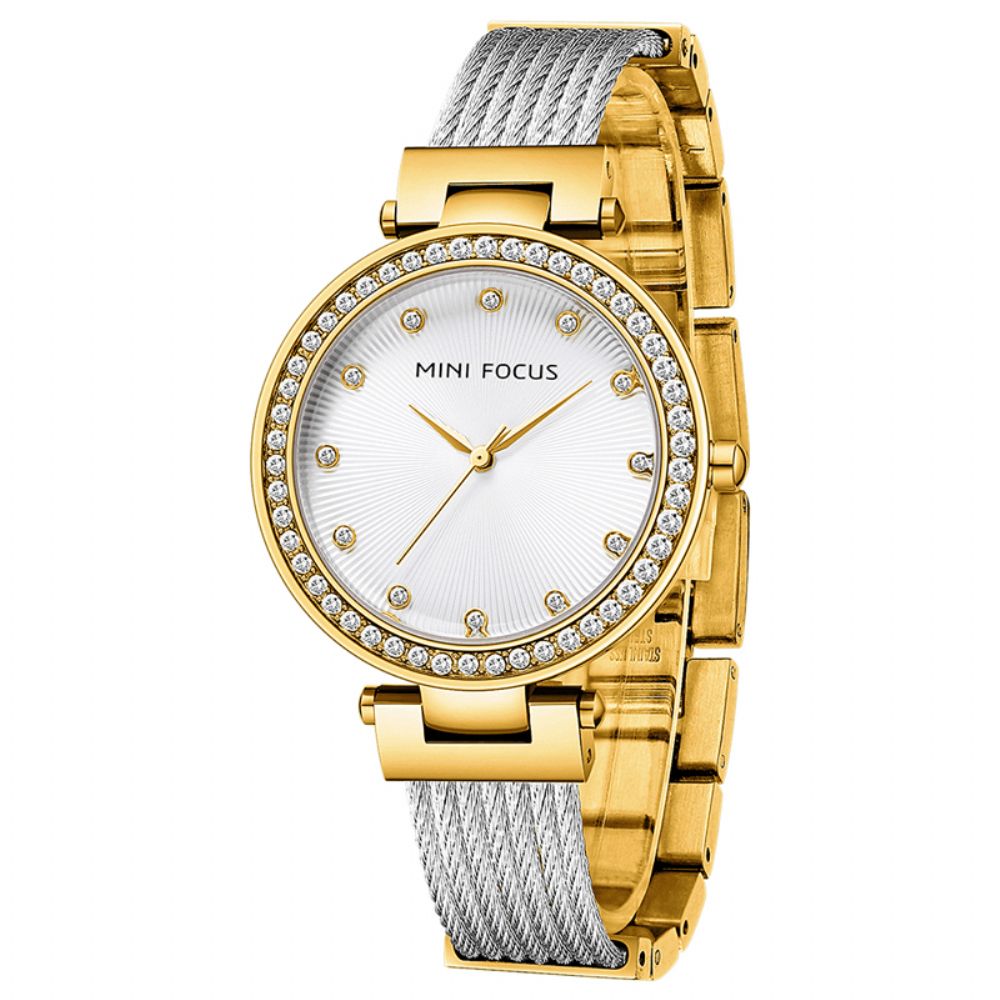 Mini Focus 0423L Elegante Steentjes Decoratie Dial 3Atm Waterdicht Dames Polshorloge Quartz Horloge