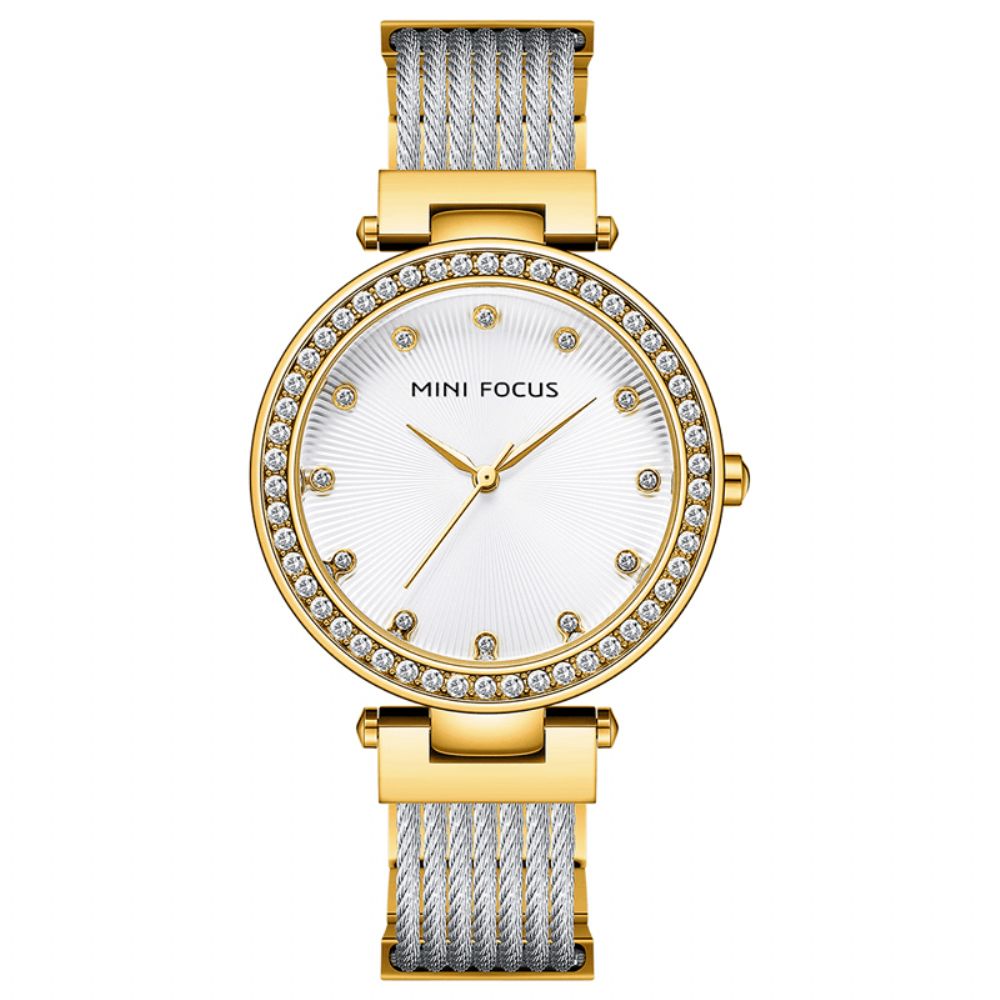 Mini Focus 0423L Elegante Steentjes Decoratie Dial 3Atm Waterdicht Dames Polshorloge Quartz Horloge