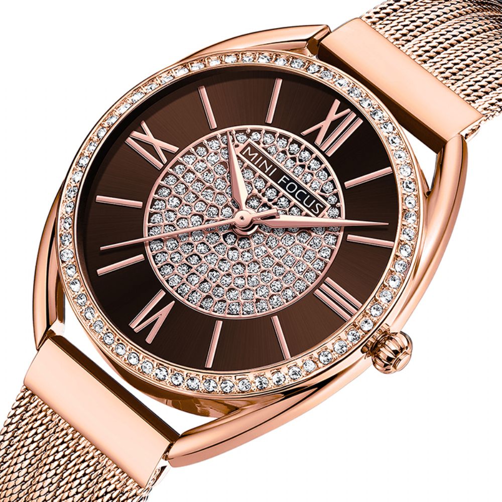 Mini Focus 0425L Casual Elegante Steentjes Decoratie Dial 3Atm Waterdicht Dames Polshorloge Quartz Horloge