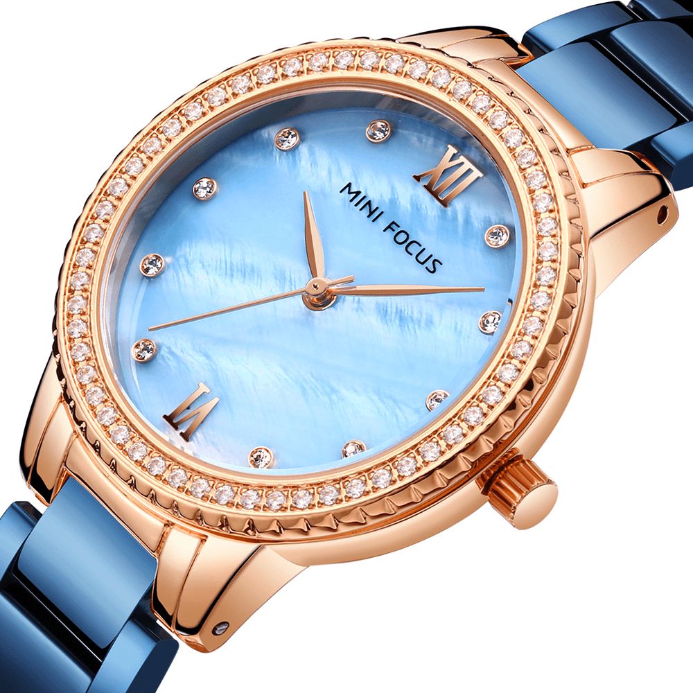 Mini Focus Mf0226L Luxe Merk Mode Stijl Vrouwen Horloge Diamant Dames Quartz Horloge: