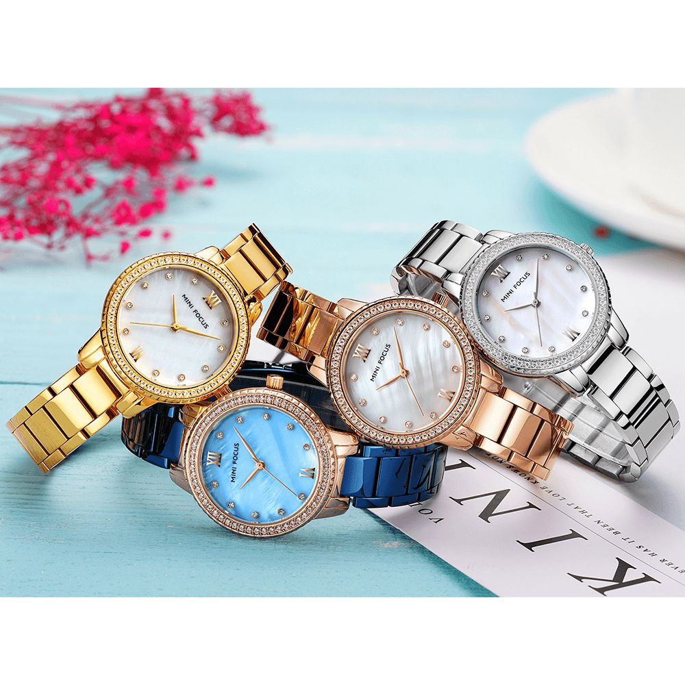 Mini Focus Mf0226L Luxe Merk Mode Stijl Vrouwen Horloge Diamant Dames Quartz Horloge: