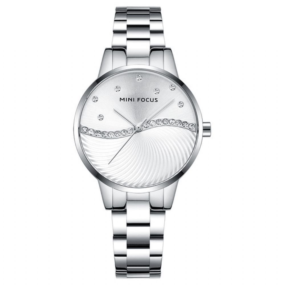 Mini Focus Mf0263L Simple Deign Elegant Crystal Dames Polshorloge Roestvrij Staal Quartz Horloge