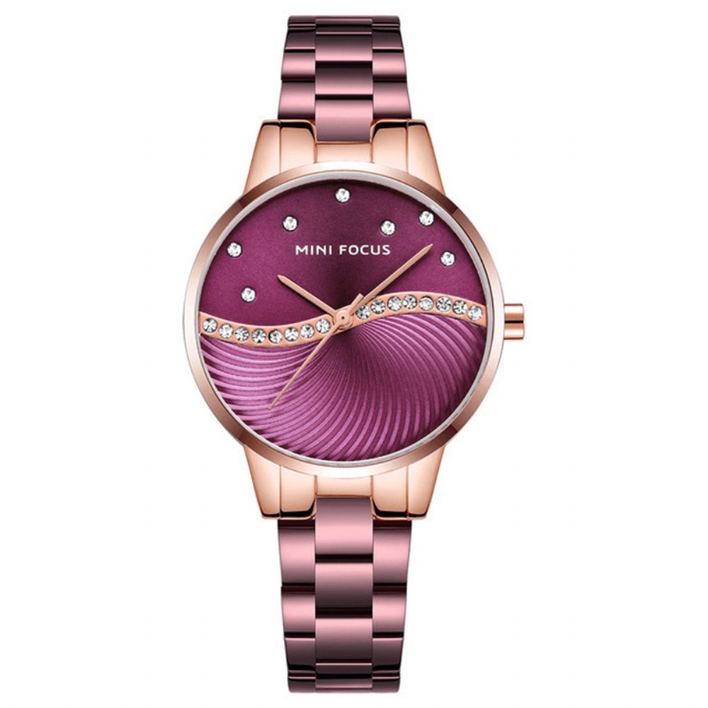 Mini Focus Mf0263L Simple Deign Elegant Crystal Dames Polshorloge Roestvrij Staal Quartz Horloge