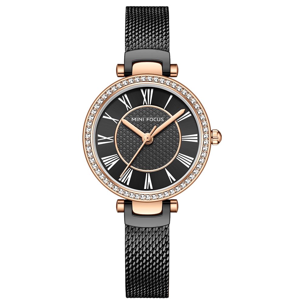 Mini Focus Mf0424L Elegant Dameshorloge Mode Casual Stalen Band Kristal Waterdicht Quartz Horloge