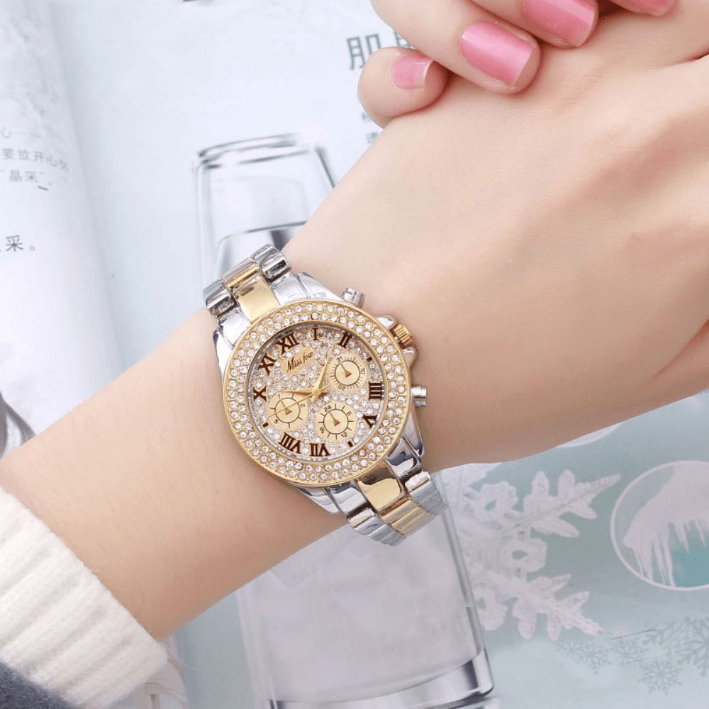 Missfox 1846 Casual Dameshorloge 3Atm Waterdicht Hardlex Spiegel Quartz Horloge