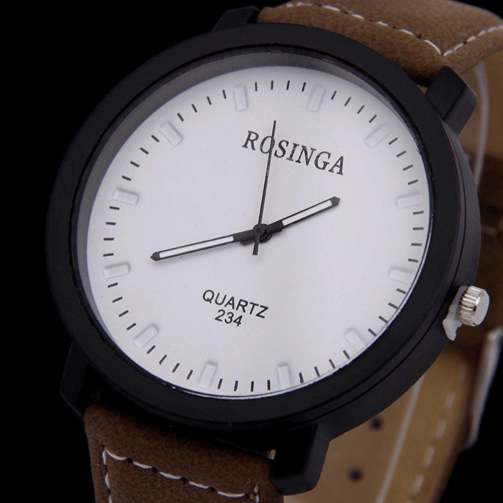 Mode Casual 4 Kleuren Lederen Heren Vintage Zakelijk Horloge Versierd Pointer Quartz Horloge