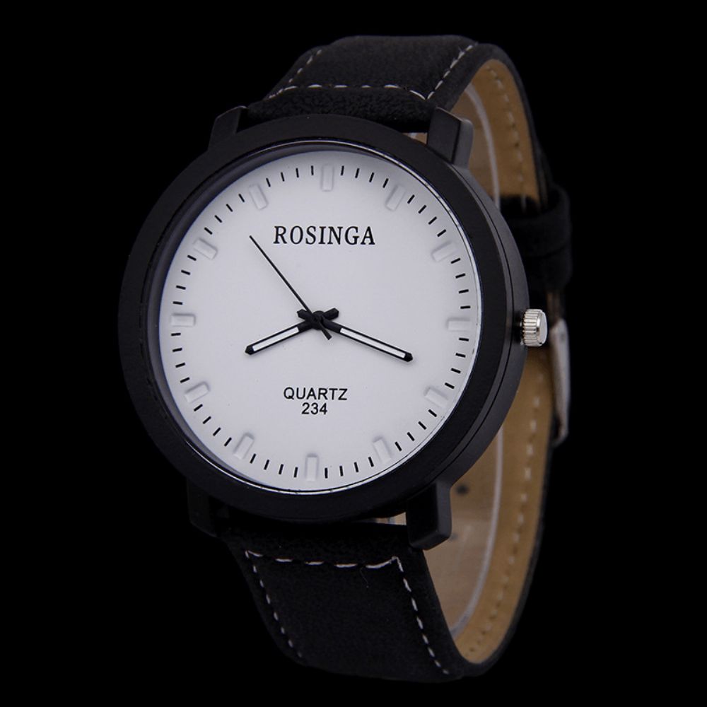 Mode Casual 4 Kleuren Lederen Heren Vintage Zakelijk Horloge Versierd Pointer Quartz Horloge