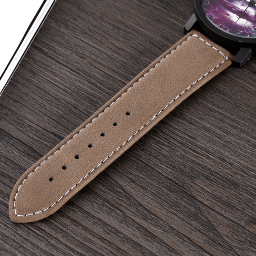 Mode Casual Creatieve Grote Wijzerplaat Lederen Band Heren Quartz Horloge