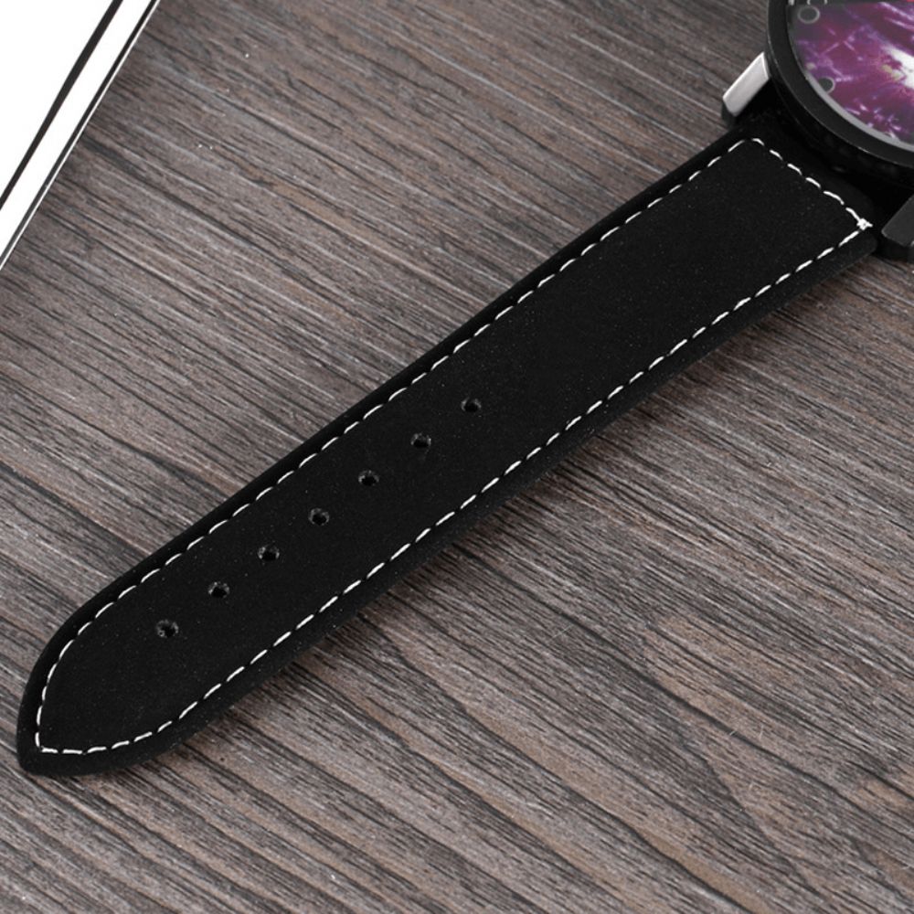 Mode Casual Creatieve Grote Wijzerplaat Lederen Band Heren Quartz Horloge