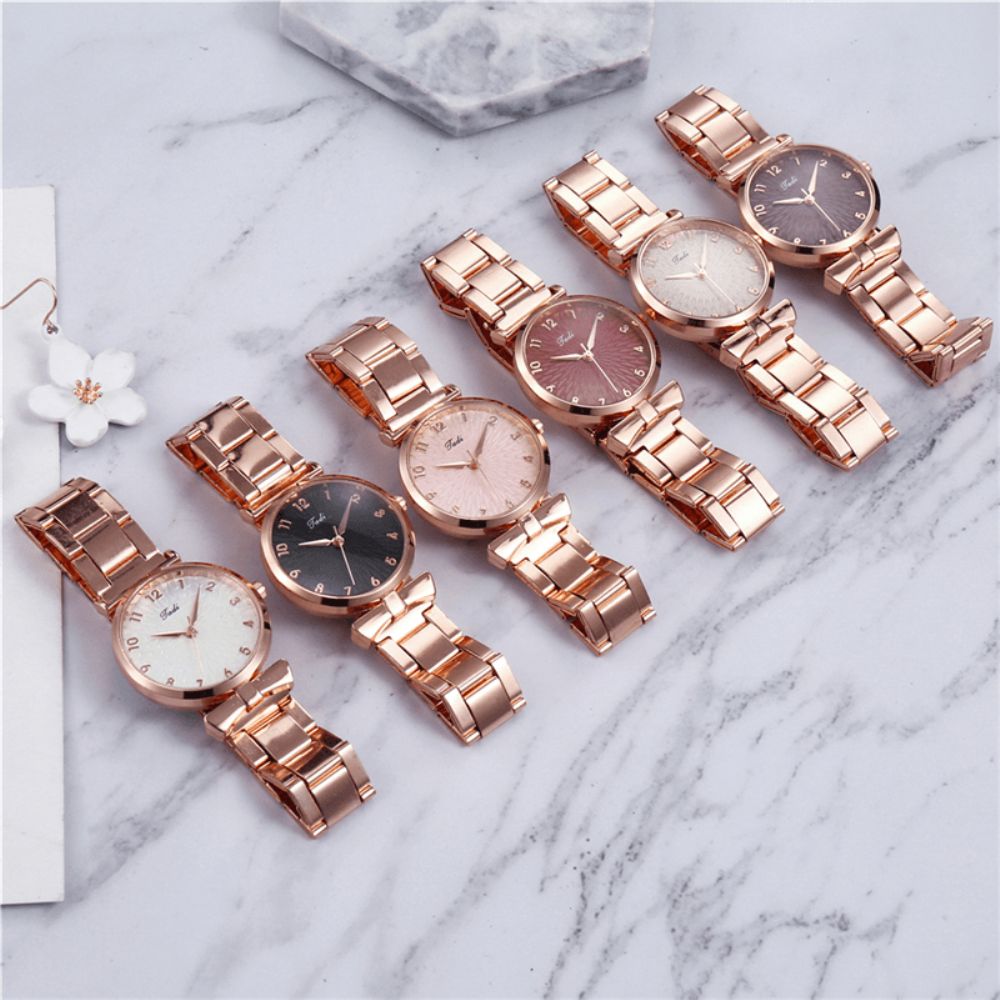 Mode Casual Dames Horloge Legering Polshorloge Armband Waterdicht Quartz Horloges