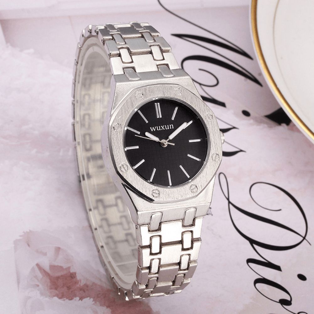 Mode Casual Eenvoudige Wijzerplaat Zinklegering Band Paar Horloge Quartz Horloge